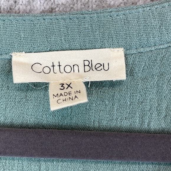 Cotton Bleu double gauze sleeveless midi dress olive green 3X beachy drop waist - Picture 2 of 8